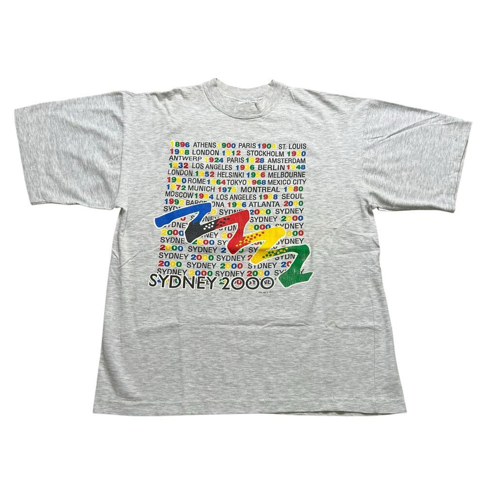 Vintage Sydney 2000 Olympics T-Shirt XL Made in Australia ISC Graphic Tee Gray